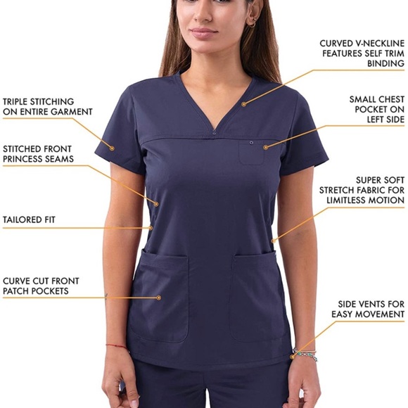 Adar Pro Movement Booster Scrub Set - Sweetheart V-Neck Top & Yoga Jogger Pants - Picture 3 of 9